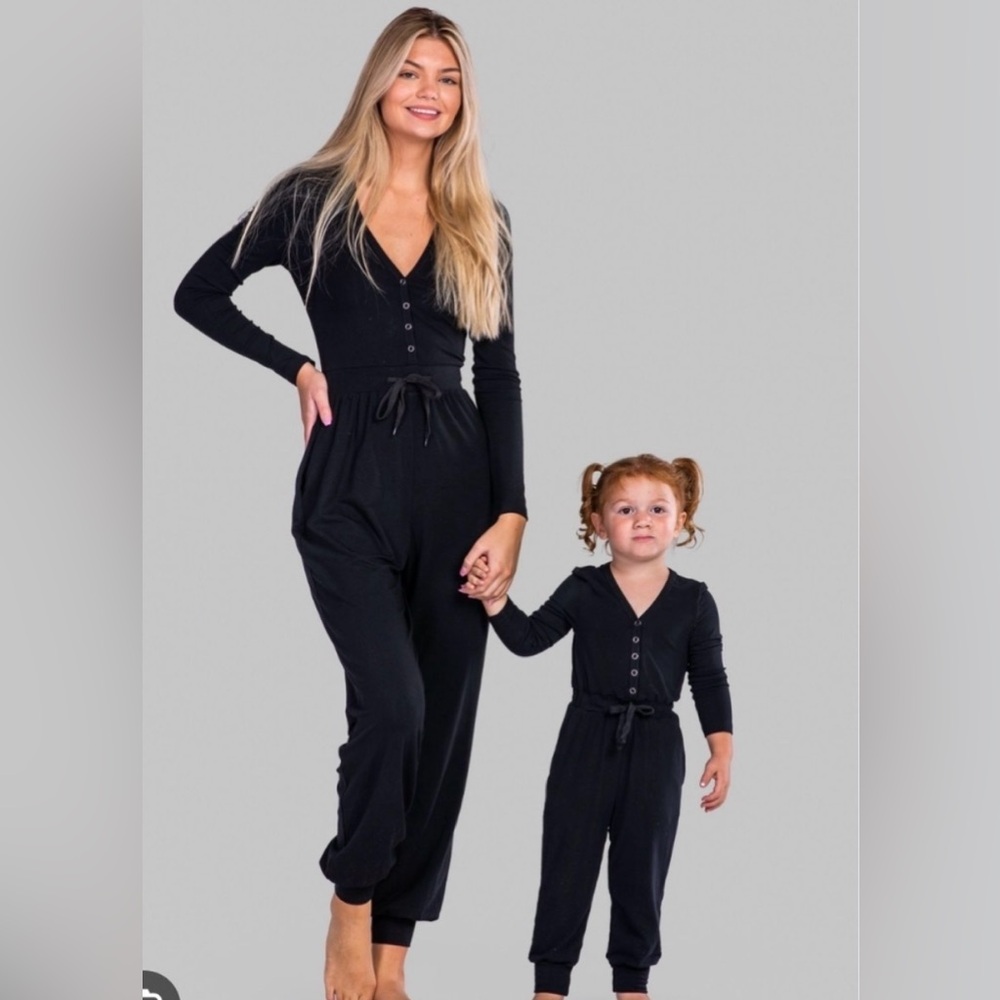 Elegant Black Women's and Kids' Jumpsuit Set